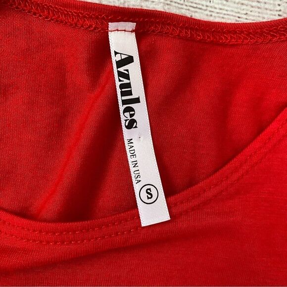 Azules scoopneck cold shoulder Longsleeve blouse red sz S women - Picture 4 of 8
